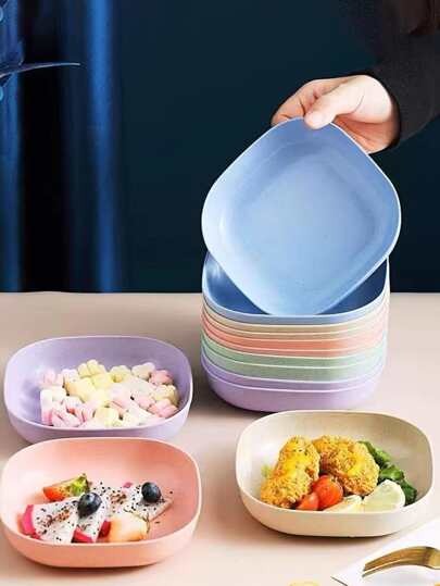 10pcs Plates Set With Holder (Random Colours)