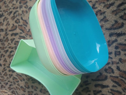 10pcs Plates Set With Holder (Random Colours)