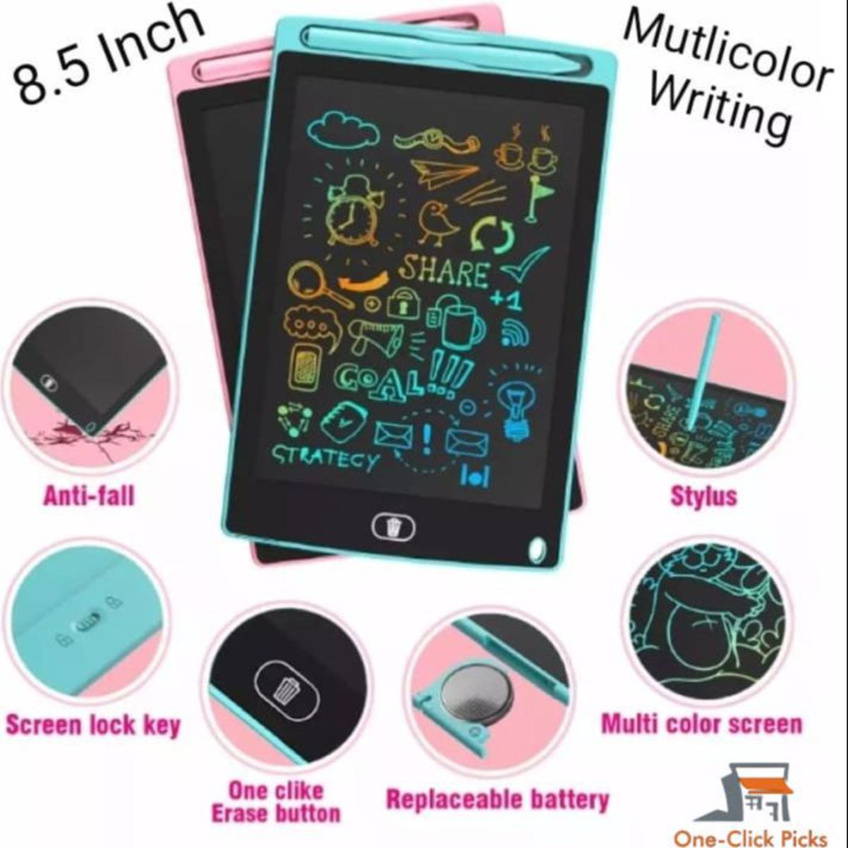LCD Writing Tablet 8.5 Inch - Multicolor Drawing tablet- writing Digital Pad - Digital writer - Electronic Erasable Writing Board - Educational toy for kids